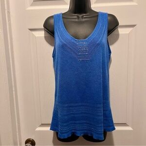 3/25$💥 600west top Linen Blend blue cami tank Women Medium Sleeveless